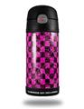 Skin Decal Wrap for Thermos Funtainer 12oz Bottle Pink Checkerboard Sketches (BOTTLE NOT INCLUDED) by WraptorSkinz
