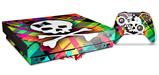 Skin Wrap for XBOX One X Console and Controller Rainbow Plaid Skull