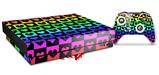 Skin Wrap for XBOX One X Console and Controller Love Heart Checkers Rainbow