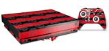Skin Wrap for XBOX One X Console and Controller Skull Stripes Red