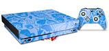 Skin Wrap for XBOX One X Console and Controller Skull Sketches Blue