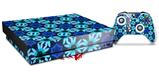 Skin Wrap for XBOX One X Console and Controller Daisies Blue