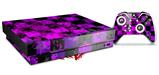 Skin Wrap for XBOX One X Console and Controller Purple Star Checkerboard