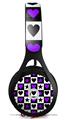 WraptorSkinz Skin Decal Wrap compatible with Beats EP Headphones Purple Hearts And Stars Skin Only HEADPHONES NOT INCLUDED