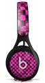 WraptorSkinz Skin Decal Wrap compatible with Beats EP Headphones Pink Checkerboard Sketches Skin Only HEADPHONES NOT INCLUDED