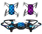 Skin Decal Wrap 2 Pack for DJI Ryze Tello Drone Blue Star Checkers DRONE NOT INCLUDED