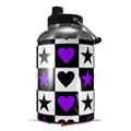 Skin Decal Wrap for 2017 RTIC One Gallon Jug Purple Hearts And Stars (Jug NOT INCLUDED) by WraptorSkinz