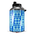 Skin Decal Wrap for 2017 RTIC One Gallon Jug Skull And Crossbones Pattern Blue (Jug NOT INCLUDED) by WraptorSkinz