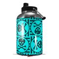 Skin Decal Wrap for 2017 RTIC One Gallon Jug Skull Patch Pattern Blue (Jug NOT INCLUDED) by WraptorSkinz