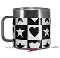 Skin Decal Wrap for Yeti Coffee Mug 14oz Hearts And Stars Black and White - 14 oz CUP NOT INCLUDED by WraptorSkinz
