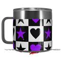 Skin Decal Wrap for Yeti Coffee Mug 14oz Purple Hearts And Stars - 14 oz CUP NOT INCLUDED by WraptorSkinz