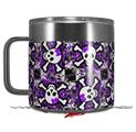 Skin Decal Wrap for Yeti Coffee Mug 14oz Splatter Girly Skull Purple - 14 oz CUP NOT INCLUDED by WraptorSkinz