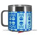 Skin Decal Wrap for Yeti Coffee Mug 14oz Skull And Crossbones Pattern Blue - 14 oz CUP NOT INCLUDED by WraptorSkinz