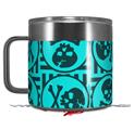 Skin Decal Wrap for Yeti Coffee Mug 14oz Skull Patch Pattern Blue - 14 oz CUP NOT INCLUDED by WraptorSkinz