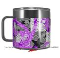 Skin Decal Wrap for Yeti Coffee Mug 14oz Purple Checker Skull Splatter - 14 oz CUP NOT INCLUDED by WraptorSkinz