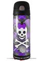 Skin Decal Wrap for Thermos Funtainer 16oz Bottle Princess Skull Heart Purple (BOTTLE NOT INCLUDED) by WraptorSkinz