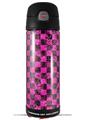 Skin Decal Wrap for Thermos Funtainer 16oz Bottle Pink Checkerboard Sketches (BOTTLE NOT INCLUDED) by WraptorSkinz