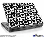 Laptop Skin (Small) - Hearts And Stars Black and White