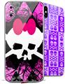 2 Decal style Skin Wraps set for Apple iPhone X and XS Pink Diamond Skull