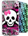 2 Decal style Skin Wraps set for Apple iPhone X and XS Splatter Girly Skull