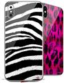 2 Decal style Skin Wraps set for Apple iPhone X and XS Zebra
