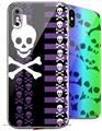 2 Decal style Skin Wraps set for Apple iPhone X and XS Skulls and Stripes 6