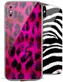 2 Decal style Skin Wraps set for Apple iPhone X and XS Pink Distressed Leopard