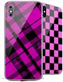 2 Decal style Skin Wraps set for Apple iPhone X and XS Pink Plaid