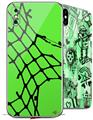 2 Decal style Skin Wraps set for Apple iPhone X and XS Ripped Fishnets Green