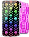 2 Decal style Skin Wraps set for Apple iPhone X and XS Skull and Crossbones Rainbow