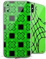 2 Decal style Skin Wraps set for Apple iPhone X and XS Criss Cross Green