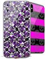 2 Decal style Skin Wraps set for Apple iPhone X and XS Splatter Girly Skull Purple