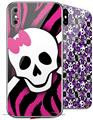 2 Decal style Skin Wraps set for Apple iPhone X and XS Pink Zebra Skull