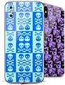 2 Decal style Skin Wraps set for Apple iPhone X and XS Skull And Crossbones Pattern Blue