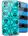 2 Decal style Skin Wraps set for Apple iPhone X and XS Skull Patch Pattern Blue