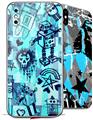 2 Decal style Skin Wraps set for Apple iPhone X and XS Scene Kid Sketches Blue