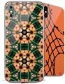 2 Decal style Skin Wraps set for Apple iPhone X and XS Floral Pattern Orange