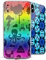 2 Decal style Skin Wraps set for Apple iPhone X and XS Cute Rainbow Monsters
