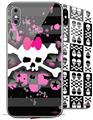 2 Decal style Skin Wraps set for Apple iPhone X and XS Pink Bow Skull