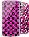 2 Decal style Skin Wraps set for Apple iPhone X and XS Skull and Crossbones Checkerboard