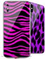 2 Decal style Skin Wraps set for Apple iPhone X and XS Pink Zebra