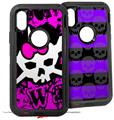 2x Decal style Skin Wrap Set compatible with Otterbox Defender iPhone X and Xs Case - Punk Skull Princess (CASE NOT INCLUDED)