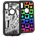 2x Decal style Skin Wrap Set compatible with Otterbox Defender iPhone X and Xs Case - Robot Love (CASE NOT INCLUDED)