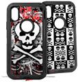 2x Decal style Skin Wrap Set compatible with Otterbox Defender iPhone X and Xs Case - Skull Splatter (CASE NOT INCLUDED)
