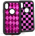 2x Decal style Skin Wrap Set compatible with Otterbox Defender iPhone X and Xs Case - Pink Diamond (CASE NOT INCLUDED)