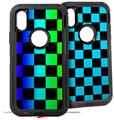 2x Decal style Skin Wrap Set compatible with Otterbox Defender iPhone X and Xs Case - Rainbow Checkerboard (CASE NOT INCLUDED)
