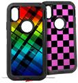 2x Decal style Skin Wrap Set compatible with Otterbox Defender iPhone X and Xs Case - Rainbow Plaid (CASE NOT INCLUDED)