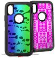2x Decal style Skin Wrap Set compatible with Otterbox Defender iPhone X and Xs Case - Rainbow Skull Collection (CASE NOT INCLUDED)
