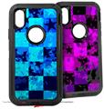 2x Decal style Skin Wrap Set compatible with Otterbox Defender iPhone X and Xs Case - Blue Star Checkers (CASE NOT INCLUDED)