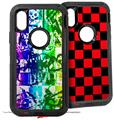 2x Decal style Skin Wrap Set compatible with Otterbox Defender iPhone X and Xs Case - Rainbow Graffiti (CASE NOT INCLUDED)